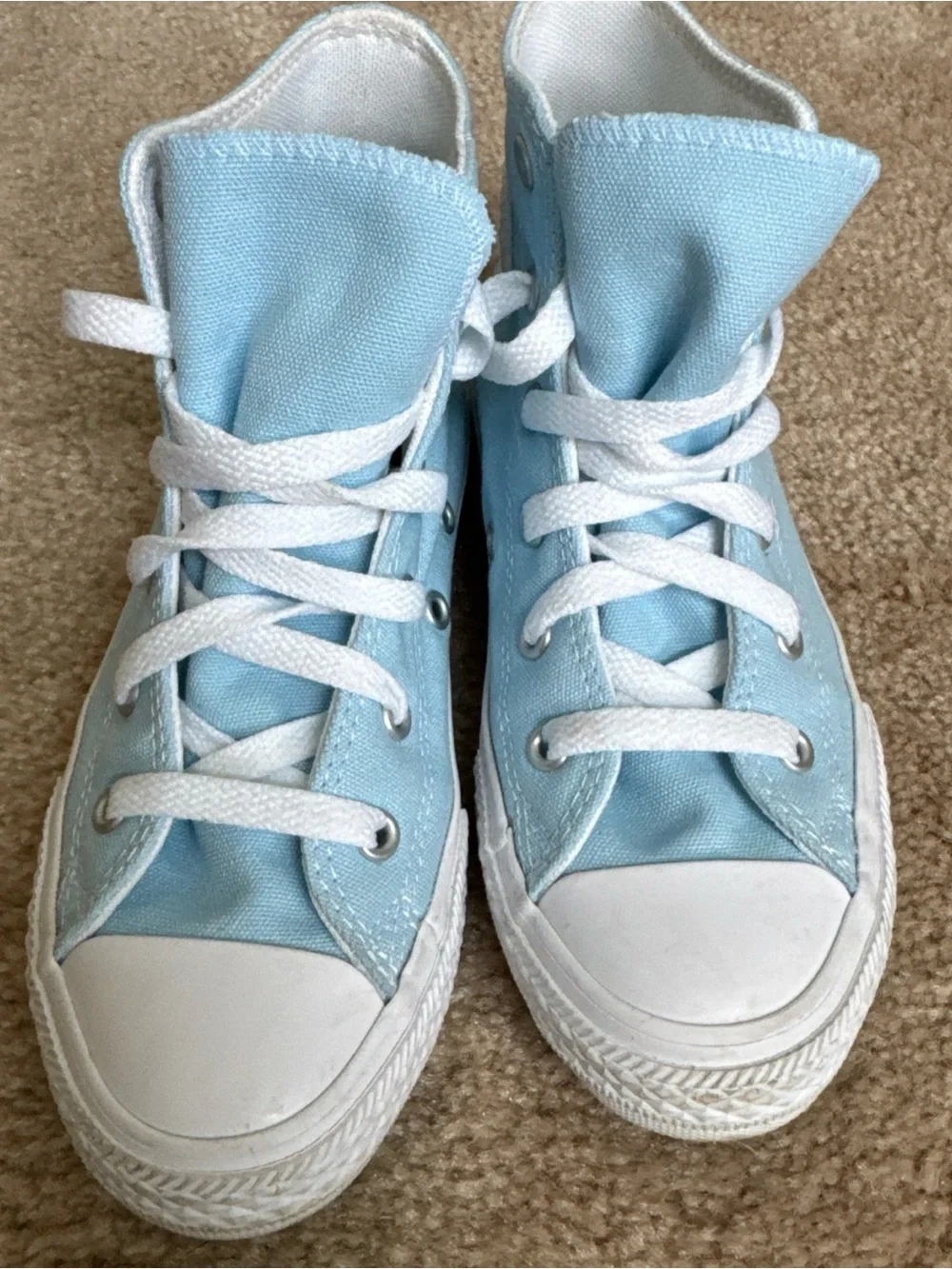 Converse Custom Sky Blue Chuck Taylor All Star Kids High Top Sneaker Size 1Y